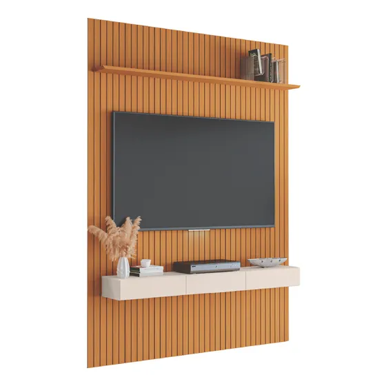 EDN Painel para TV até 70 Polegadas 1,80x2,40m Ripado com Nicho Arbo Color Nature