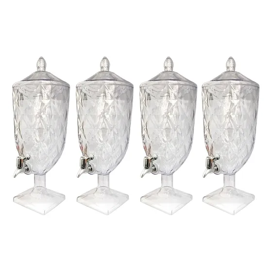 Kit 4 Suqueiras Acrílico Cristal C Torneira 4,5 Lt Mixhome