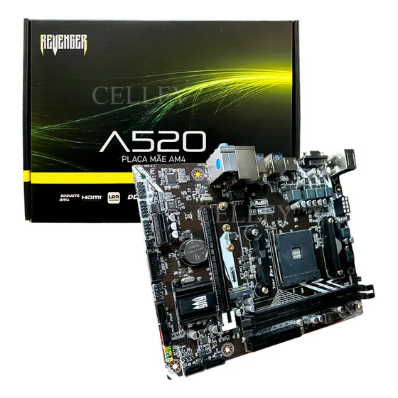 Placa Mãe A520 Am4 Amd Ryzen Ddr4 6 Gb/s Usb 3.0 Revenger