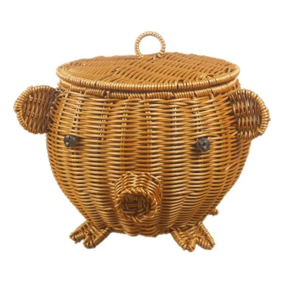 Gzco Cuenco Fruta Forma Animal Cesta Tejida Ratan Bandeja In