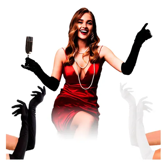 1 Par Guantes Largos Elegante Fiesta Quince Halloween Bruja