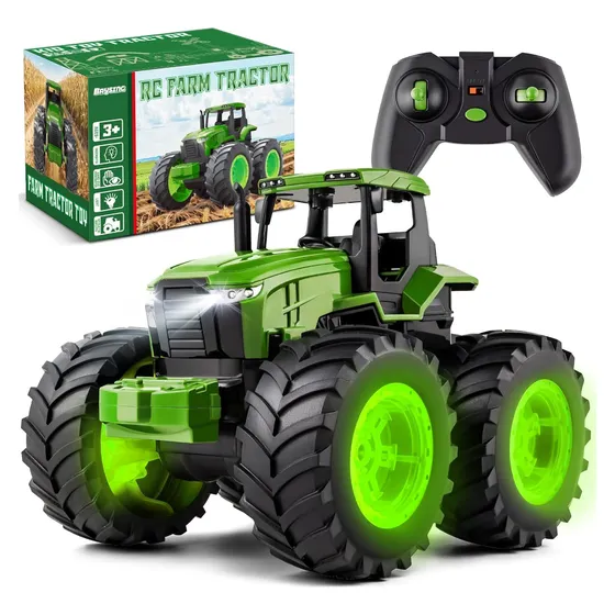 Remote Control Tractor Toys For Kids 3-5, Light Up Monste...