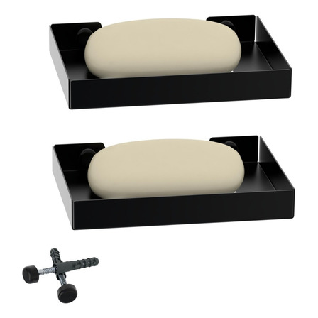 Kit 2 Porta Sabonete Para Banheiro De Parede Preto Plus Kit 2 Porta Sabonete Para Banheiro De Parede Preto Plus