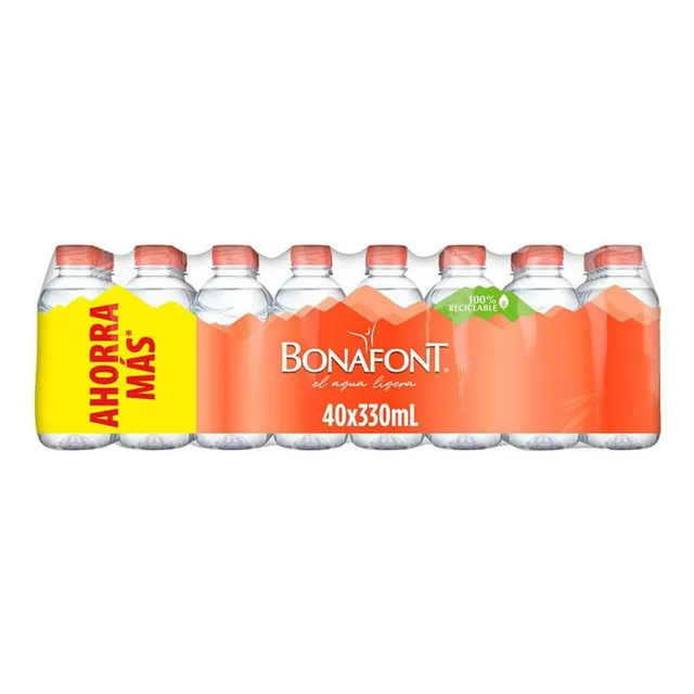 Agua Natural Purificada Bonafont 40 Piezas De 330 Ml