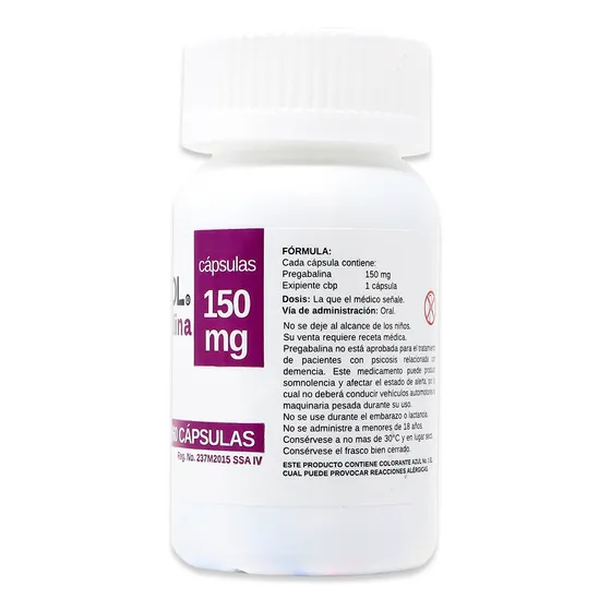 Gabadiol Pregabalina, 60 Capsulas 150 Mg, Sbl