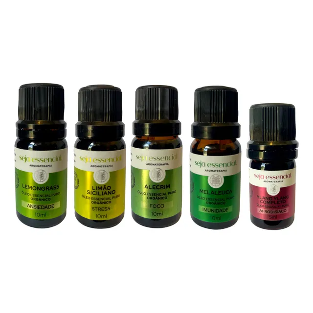 Kit 5 Óleos Essenciais 100% Puro 10 E 5ml - Seja Essencial
