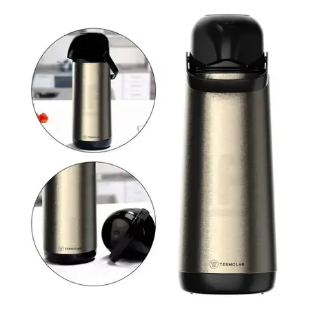 Garrafa Termica De Pressao Lumina 1,8l Inox Termolar Ginger