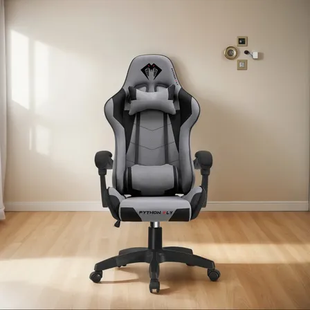 Cadeira Gamer Escritório Python Fly Respirável Linho Cinza Cor Cinza-escuro