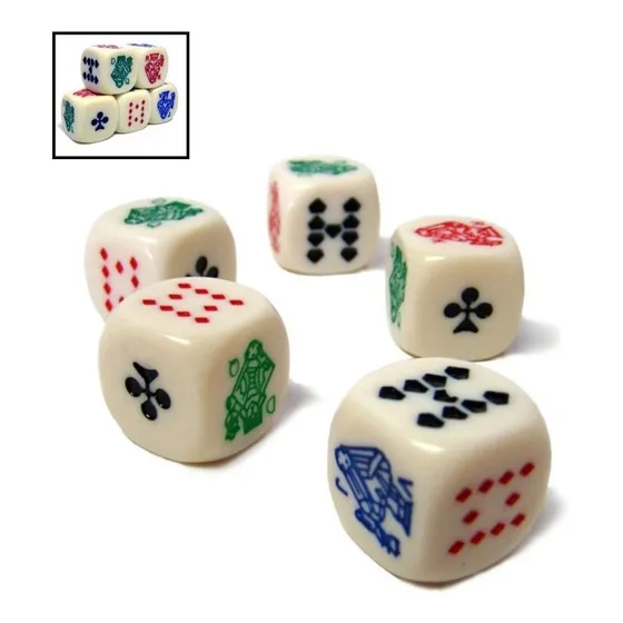 Dados De Poker Set X5  Clásico Para Juegos De Mesa Cubilete