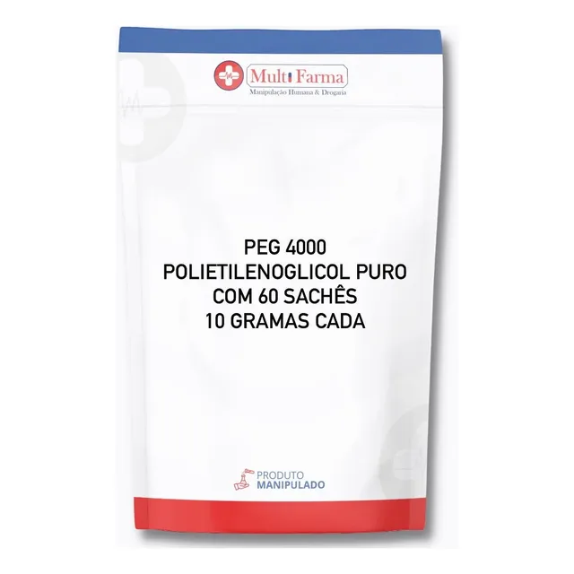 Peg 4000 Polietilenoglicol Puro - Com 60 Sachês 10 Gramas