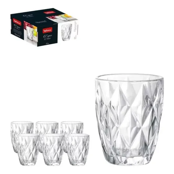 Conjunto 6 Copos De Vidro Diamond 270ml Cor Transparente