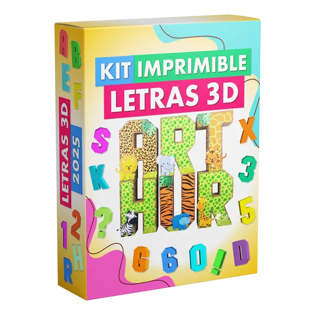 Kit Imprimible Moldes Letras Y Números 3d 20 Cm Editables