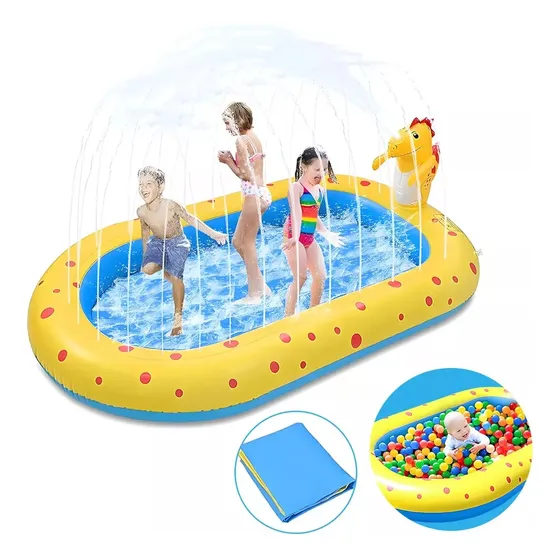 Piscina Con Lanzador De Agua Inflable Dinosaurio Tipo Fuente