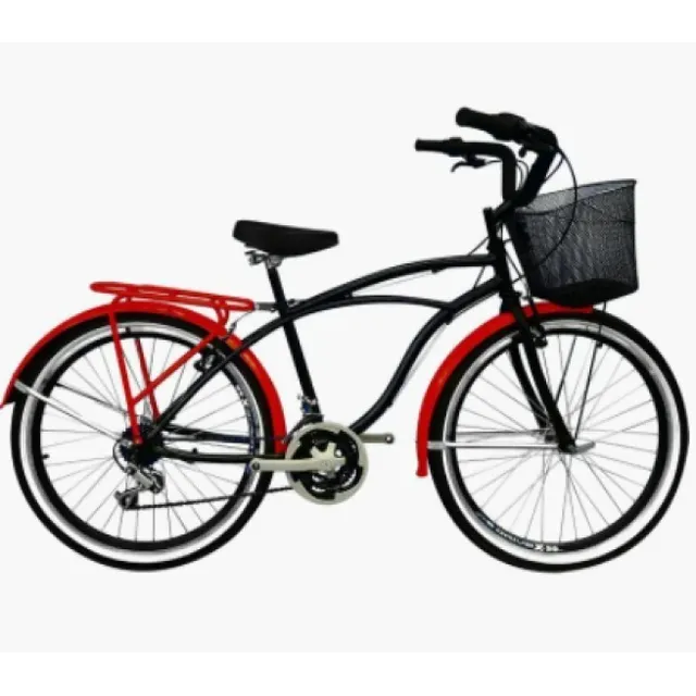 Bicicleta Playera Hombre Rin 26 18 Cambios Negro Rojo Sforzo