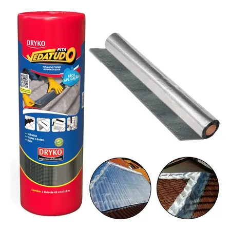 Manta Asfáltica Auto Adesiva Aluminizada 45 Cm X 10 M Dryko Alumínio
