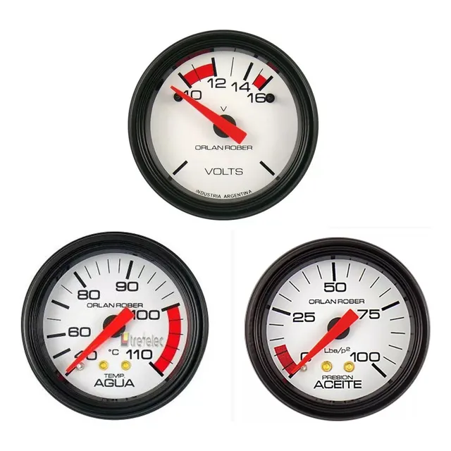 Kit De 3 Relojes Orlan Rober Presión De Aceite +  Voltimetro +  Temperatura De Agua