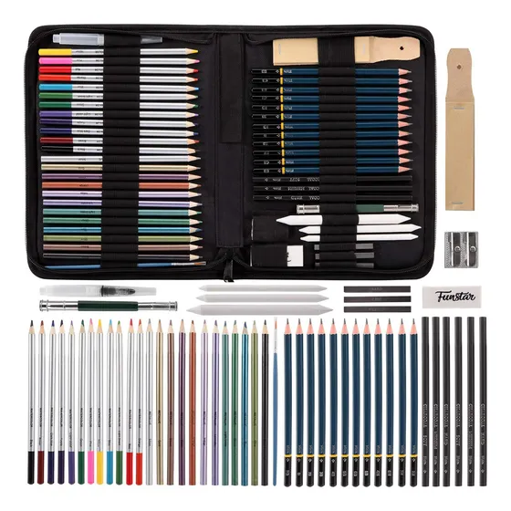Set Dibujo Artistico Y Accesorios De 51 Pzs Con Estuche