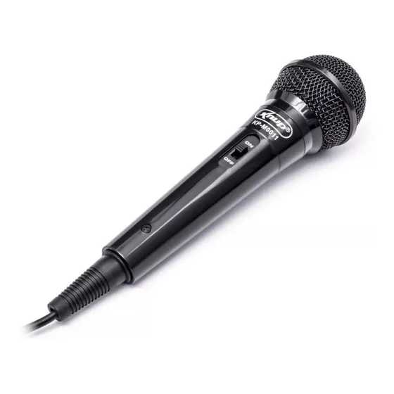 Microfone Com Fio Knup Dinãmico Kp-m0011 Preto Adaptador P2