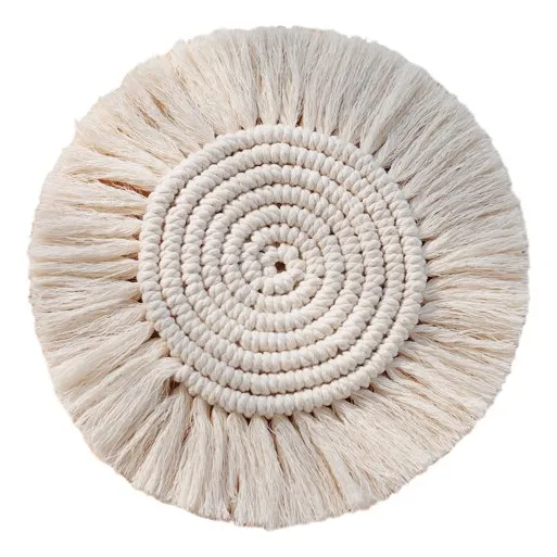 Posa Vasos Macramé 100% Algodón Artesanal Porta Velas Tazas