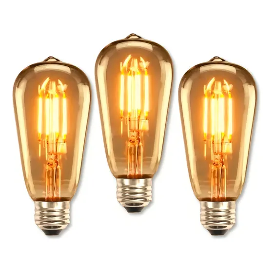 Kit 3 Lâmpada Filamento Led Homefy Decorativa Retrô Vintage Âmbar Branco-quente 127/220v