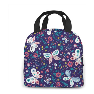 Bolsa De Almuerzo Con Diseño De Mariposas Moradas Para Mujer Bolsa De Almuerzo Con Diseño De Mariposas Moradas Para Mujer