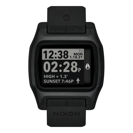 Nixon High Tide A1308-100m Water Resistant Men's Digital Surf Watch (44 Mm Watch Face, 23 Mm Pu/rubber/silicone Band) - All Black - Made With Recycled Ocean Plastics