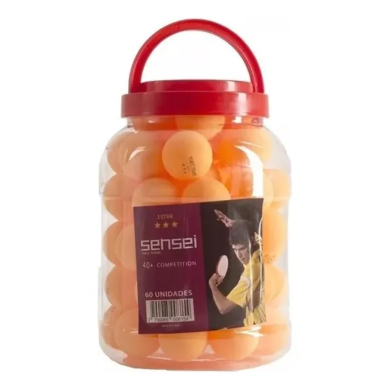 Pelota De Ping Pong Balde 60 Unidades Sensei  3 Star