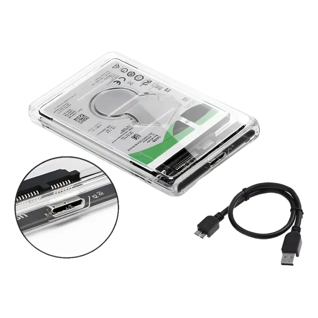 Caja Externa + Disco Duro 500gb Usb 3.0 Transparente