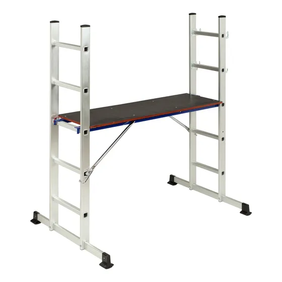 Escalera Andamio Multifuncion Articulada 2x6 C/ Plataforma Color Aluminio