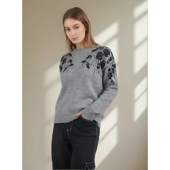 Sweater Premium Hojitas Bremer C/lentejuelas Gul670 Arizona