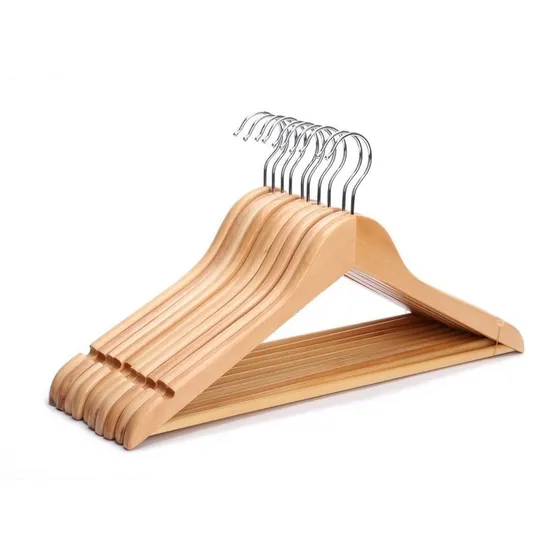 Caja X20 Unidades Gancho De Madera Liso P/ Ropa  45cm Modern