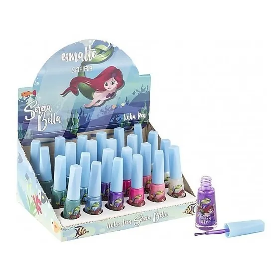 Caixa 24 Esmaltes Sereia Bella Infantil Teen Kit Atacado