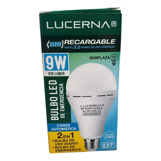 Bombillo Led De Emergencia Recargable 9w E27 Lucerna