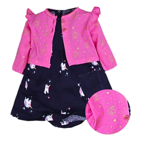 Vestido Manga Corta En Algodón Para Niña
