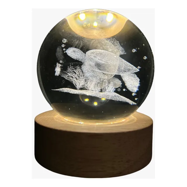 Lampara Nocturna 3d Bola De Cristal Esfera Tortuga