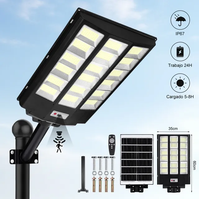 Lámpara Led Solar Exterior Luminaria Alumbrado Públic Jardin