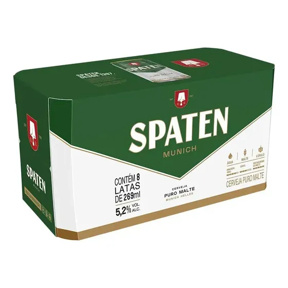 Cerveja Spaten Munich Puro Malte 269ml Pack 8 Latas
