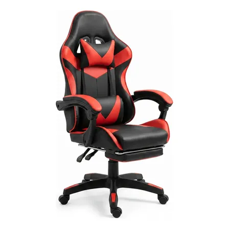 Sillas Oficina Gamer Usb Masaje Ejecutiva Girable Reclinable Color Rojo Cuero Sintético