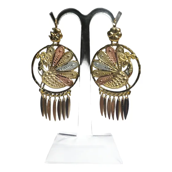 Arete De Filigrana Pavo Oro Laminada 35mm