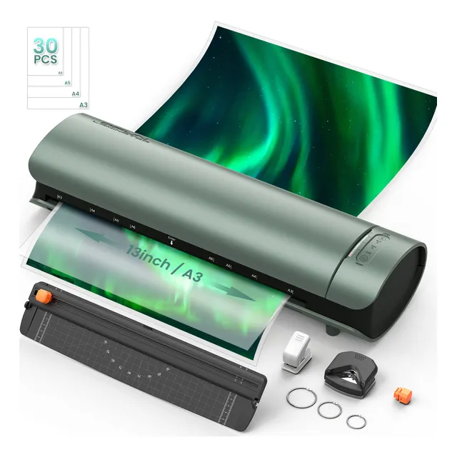 Laminadora Qfun SL999-G Térmica y En Frío A3 con Calentamiento En 60s para Tamaño Carta/a4/oficio/legal/tabloide Laminadora 6 En 1 Con Cortador,Ideal Para Hogar Oficina y Escuela
