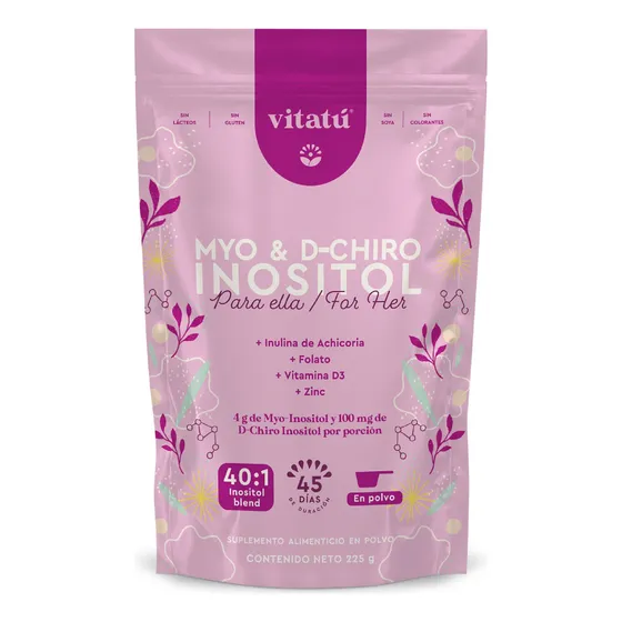 Vitatú Myo Inositol & D-Chiro Inositol 40:1 con Folato Vitamina D3 Zinc Suplemento Alimenticio en Polvo 225 g
