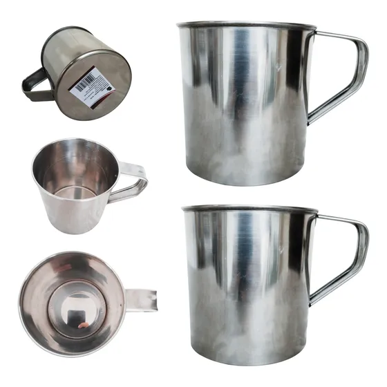 2 Canecas C/ Alça Aço Inox 650ml Fogão Indução Café Leite