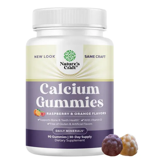 Natures Craft Gomitas De Calcio 750 Mg Y Vit D3 90 Gom Sabor Frambuesa Y Naranja