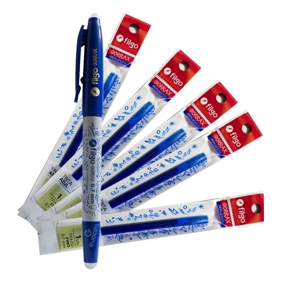 Lapicera Roller Filgo Borrax Borrable + 5 Repuestos Azul D
