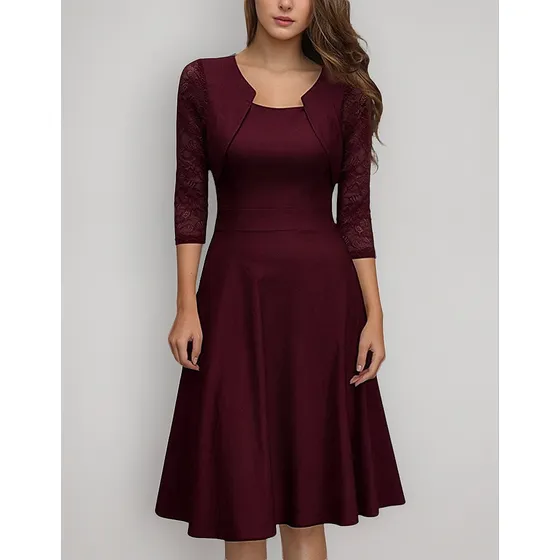 Vestido De Cóctel Elegante Con Cuello Cuadrado