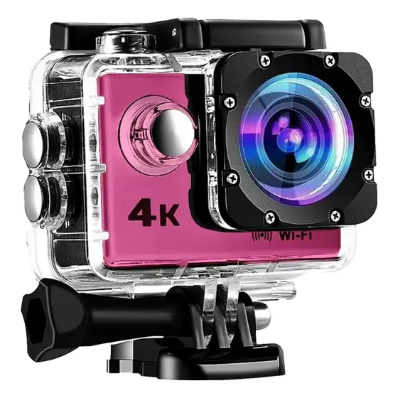 Cámara De Acción 4k Rosa De Deporte Acuático Y Accesorios