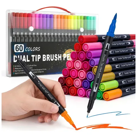Caneta Brush Pen 60 Canetas Brush De Cores Sortidas Kit Cane 60 Cores