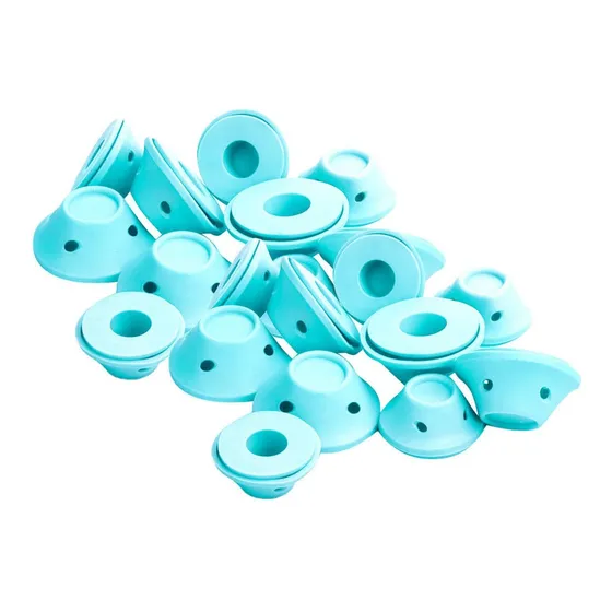 Rulos De Pelo Rizados De Silicona Azul Claro En Clip