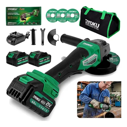 Lixadeira Brushless Esmerilhadeira Angular 8000rpm 2 Bateria Verde-musgo 127/220v