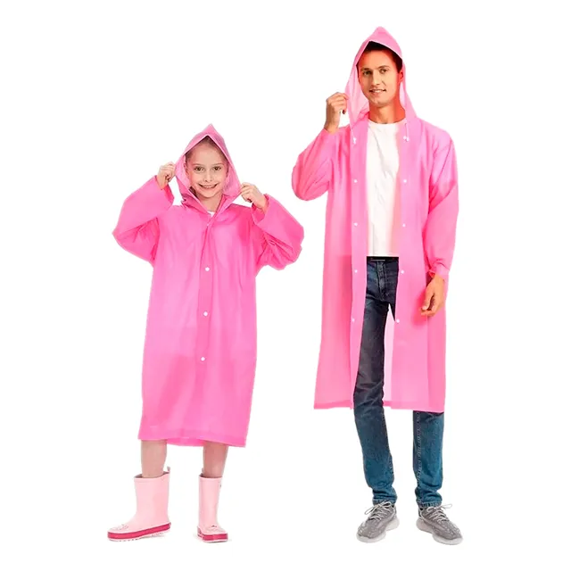 Kit X2 Capa Lluvia Adulto Y Niño Impermeable Eva Botones